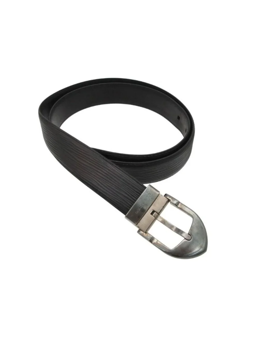 Louis Vuitton Belt Epi Ceinture Classic Noire Silver Black 110 44